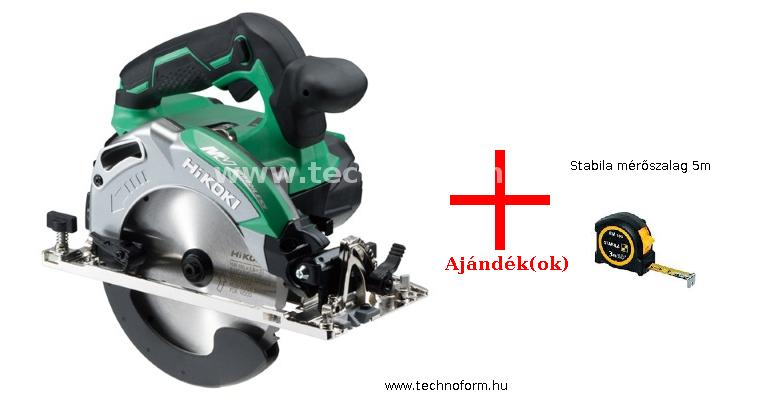hikoki c3606da akkumulátoros körfűrész 36v 2x2,5ah akkuval hitbox kofferben + stabila mérőszalag 5m