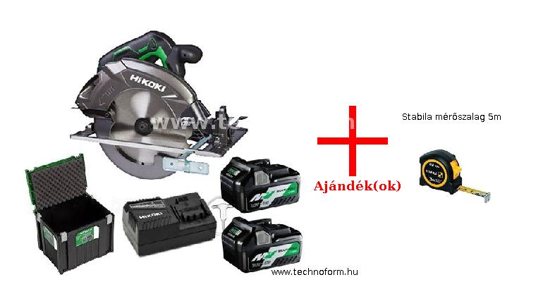 hikoki c3607da akkumulátoros körfűrész 36v multivolt 2x36v 2,5ah akkuval + stabila mérőszalag 5m