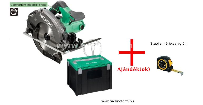 hikoki c7bu3-hsc körfűrész 190mm 1300w fékkel hitbox-ban + stabila mérőszalag 5m