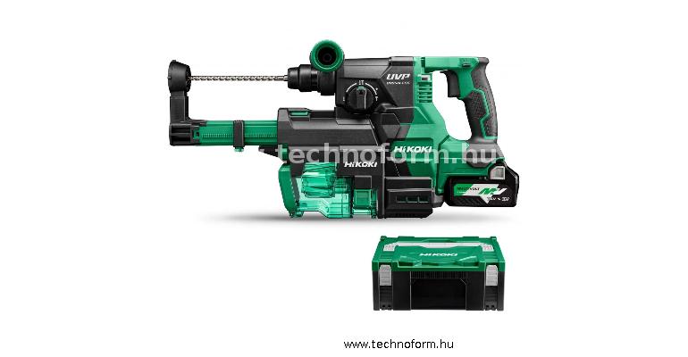 hikoki dh3628dawez akkus fúró-vésőkalapács + porelszívó 3,2j 36v 2x2,5ah akkuval hitbox-ban