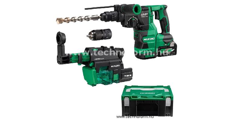 hikoki dh3628dcwrz akkus fúró-vésőkalapács 3,2j 36v 2x2,5ah akkuval hitbox-ban