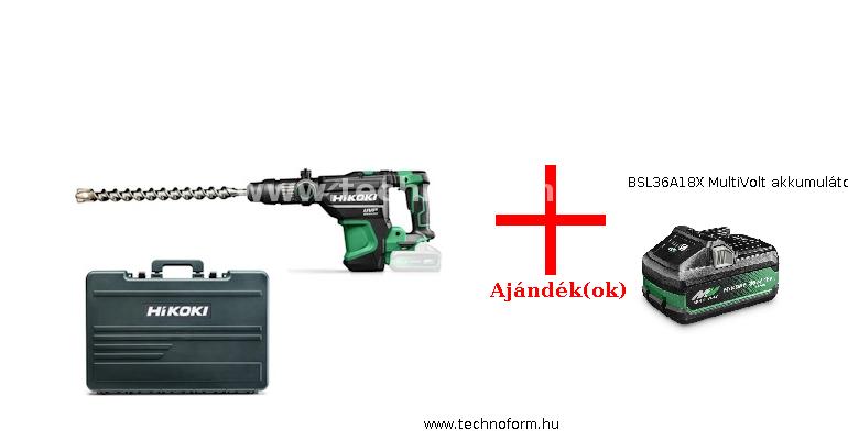 hikoki dh3640daw2z akkus sds-max fúró-vésőkalapács 9,2j 36v akku és töltő nélkül, hitboxban + bsl36a18x multivolt akkumulátor