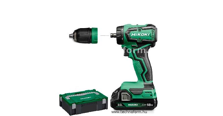 hikoki ds18ddqwqz akkus fúró csavarozó 18v 55nm cserélhető tokmánnyal 2x2ah akkuval