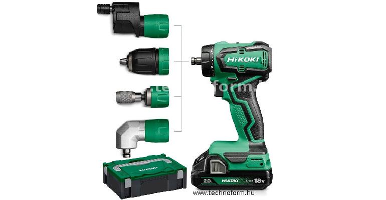 hikoki ds18ddqwrz akkus fúró csavarozó 18v 55nm 4 különböző fejjel 2x2ah akkuval