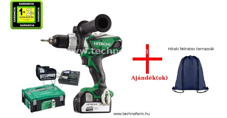 hikoki dv18dsdl akkus ütvefúró-csavarbehajtó 92nm 18v 2x5.0ah li-ion akkuval + hikoki feliratos tornazsák