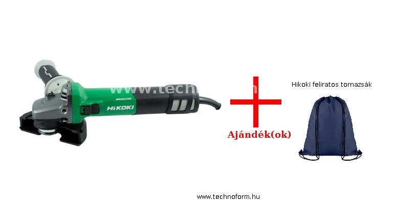 hikoki g13ve2 sarokcsiszoló 1320w 125mm szénkefementes porszűrős géptest + hikoki feliratos tornazsák