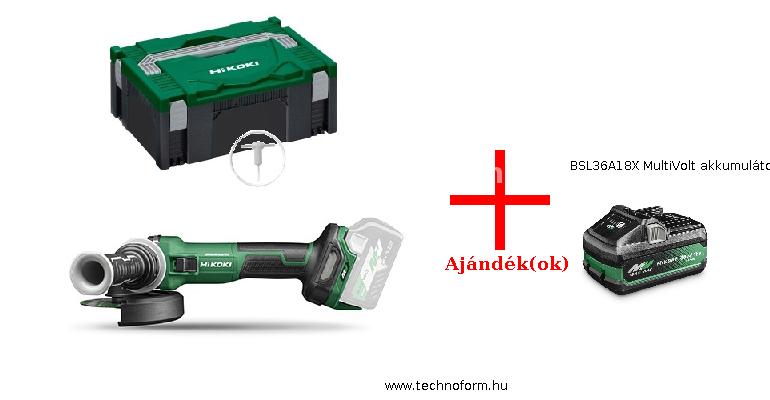 hikoki g3613dew2z akkus sarokcsiszoló 125mm 36v akku és töltő nélkül hitbox kofferben + bsl36a18x multivolt akkumulátor