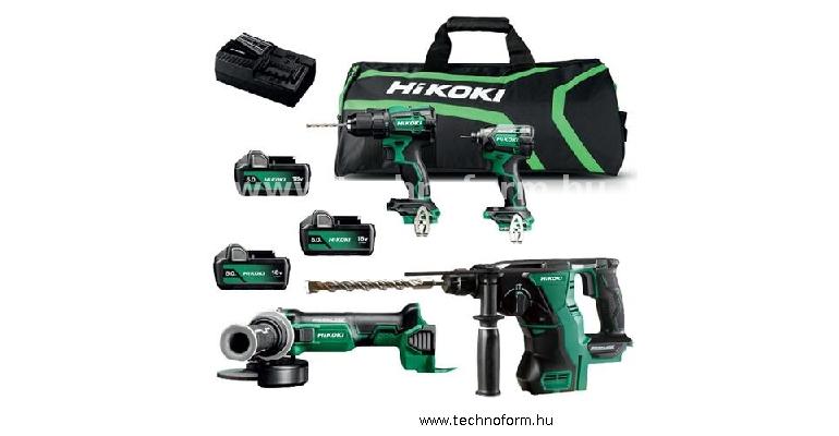 hikoki kc18de-whz akkus építőiipari gépcsomag 18v 3x5,0ah akkuval vászontáskában - kc18dewhz