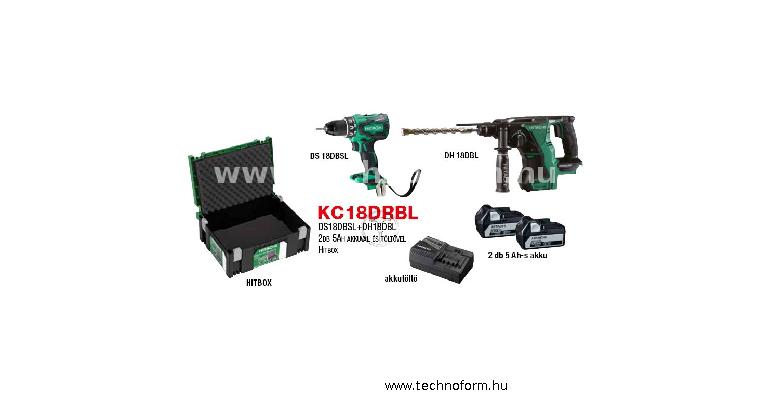 hikoki kc18drbl akkus gépcsomag 18v 2x5ah akkuval hitbox kofferben