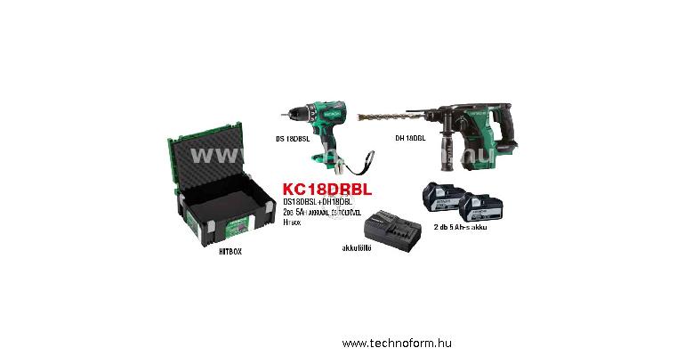 hikoki kc18drbl akkus gépcsomag 18v li-ion 2x18v 5ah akkuval hitbox kofferben