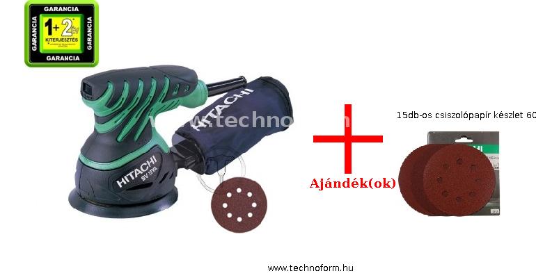 hikoki sv13yawbz excenter csiszoló 125mm 230w + 15db-os csiszolópapír készlet 60/80/120