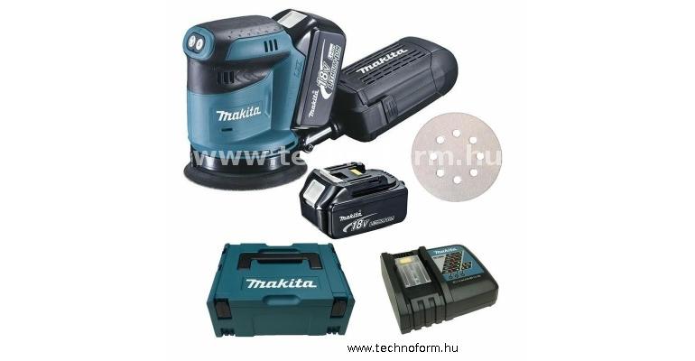 makita dbo180rtj akkus excentercsiszoló 18v 2x5.0ah li-ion akkuval makpac kofferben