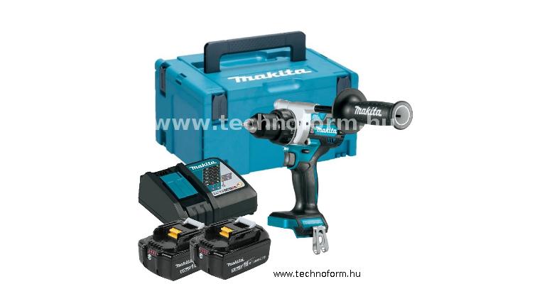 makita ddf486rtj akkus fúró-csavarbehajtó 18v 130nm 2x5ah akkuval makpak kofferben