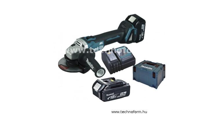 makita dga504rtj akkus sarokcsiszoló 125mm 2x5.0ah li-ion akkuval makpac kofferben