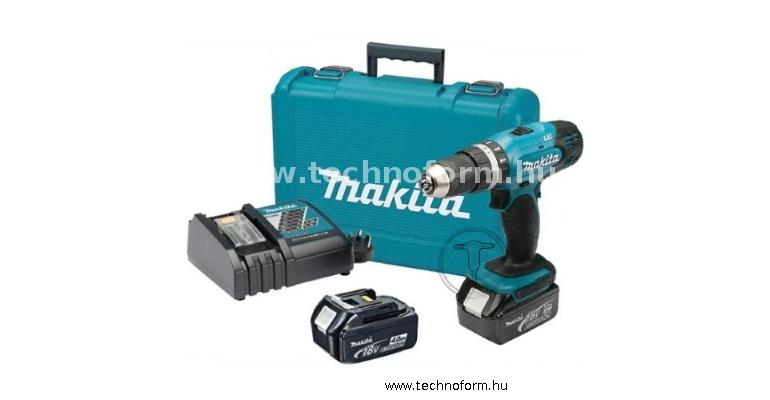 makita dhp453rfe akkus ütvefúró csavarbehajtó 45nm 18v 2x3.0ah li-ion akkumulátorral