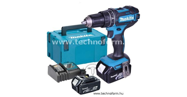makita dhp482rtj akkus ütvefúró-csavarbehajtó 62nm 18v 2x5.0ah li-ion akkumulátorral