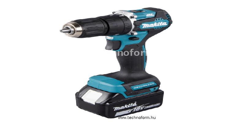 makita dhp487raj akkus ütvefúró-csavarbehajtó 40nm 18v 2x2,0ah akku és dc18rc töltő