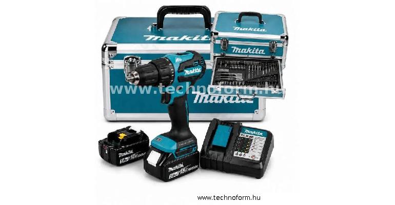 makita dhp490rtx7 akkus ütvefúró-csavarbehajtó 65nm 18v 2x18va akku alu kofferben szerszámkészlet