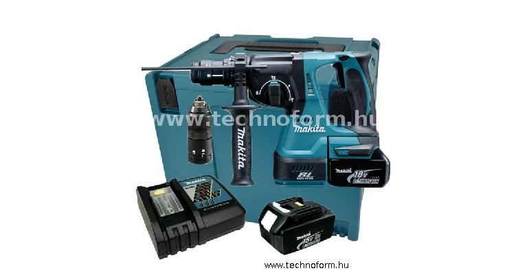 makita dhr243rtj akkus fúró-vésőkalapács 2,0j 18v 2x5.0ah li-ion akkuval + makpac
