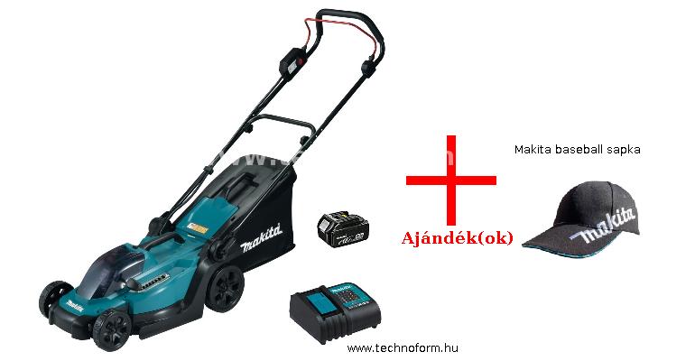 makita dlm330sm akkus fűnyíró 33cm 1x18v 4.0ah akkumulátorral + makita baseball sapka