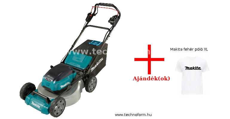 makita dlm465z akkus önjáró fűnyíró 46cm széles 2 sebesség, akku és töltő nélkül + makita fehér póló xl