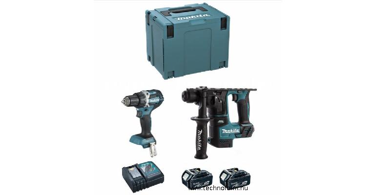 makita dlx2271tj akkus gépcsomag 18v 2x5ah li-ion ddf484+dhr171+makpack