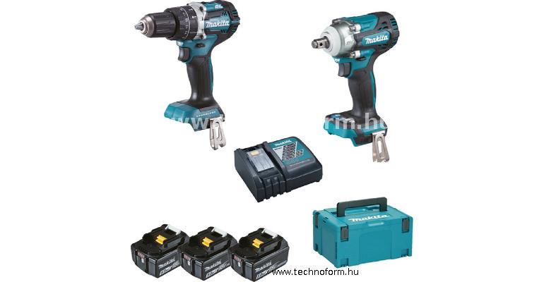 makita dlx2359tj1 akkus gépcsomag 18v 3x5,0ah dhp484 + dtw300  makpack kofferben