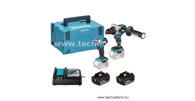 makita dlx2549tj akkus gépcsomag 18v 2x5,0ah li-ion akku (dhp492z+dtd173z) makpack kofferben