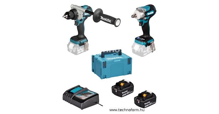 makita dlx2588tj akkus gépcsomag 18v 2x5,0ah li-ion akku (ddf492z+dtw300z) makpack kofferben