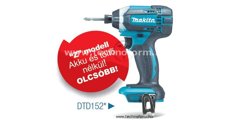 makita dtd152z akkus ütvecsavarozó 1/4" 165nm 18v akku és töltő nélkül
