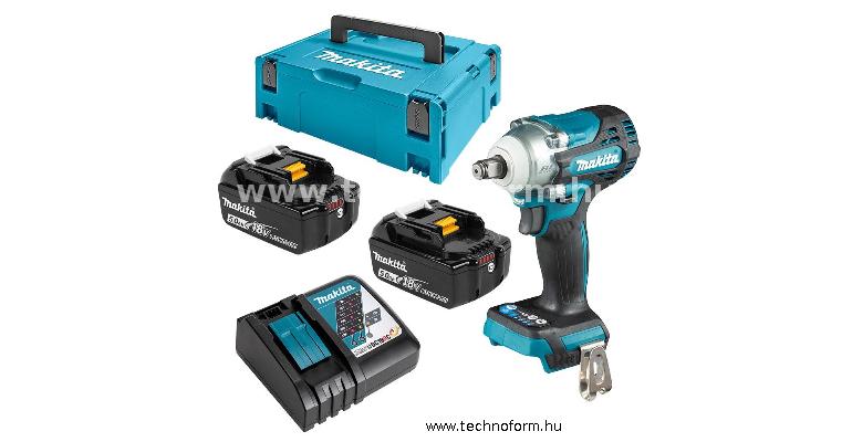 makita dtw300rtj akkus ütvecsavarozó 1/2" 330nm 18v 2x5ah li-ion akkuval makpac kofferben