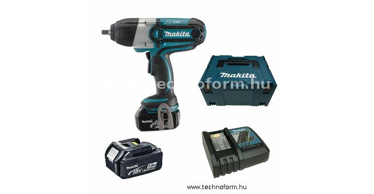 makita dtw450rtj akkus ütvecsavarozó 1/2" 440nm 18v 2x5.0ah li-ion akkuval makpac kofferben