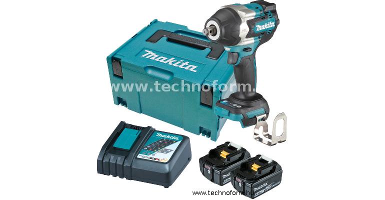 makita dtw700rtj akkus ütvecsavarozó 1/2" 700nm 18v 2x5,0ah akkuval makpack kofferben