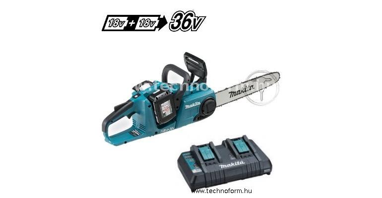 makita duc353pt2 akkus láncfűrész szénkefementes motorral 2x18v/5.0ah li-ion akkuval