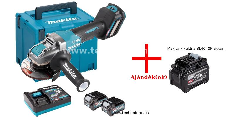 makita ga044gd201 akkus sarokcsiszoló x-lock 125mm 40v 2x2,5ah xgt akkuval