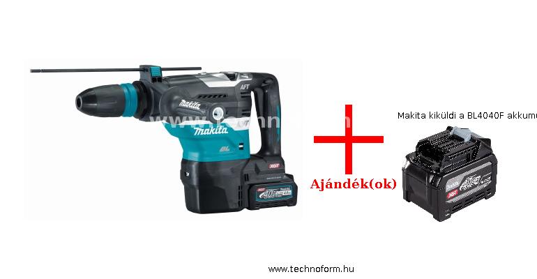 makita hr005gt202 akkus fúró-vésőkalapács sds-max 8,0j 40v xgt 2x5,0 ah akkuval kofferben + makita kiküldi a bl4040f akkumulátort