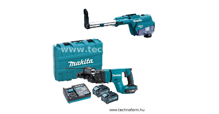 makita hr007gm202 akkus fúró-vésőkalapács 3,0j 40v xgt 2x4,0ah akkuval + dx15 porelszívó