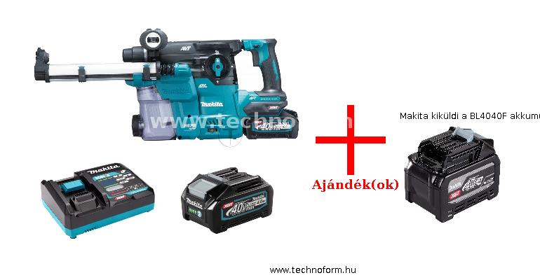 makita hr008gm202 akkus fúrókalapács sds+ 3,9j 2x40v 4,0ah xgt akkuval + makita kiküldi a bl4040f akkumulátort