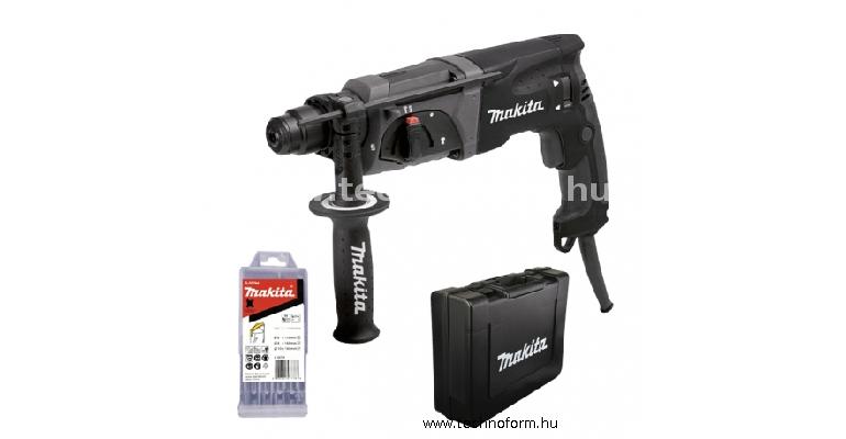 makita hr2470bx40 fúró-vésőkalapács sds+ 2,4j 780w + 5db-os fúrószár készlet