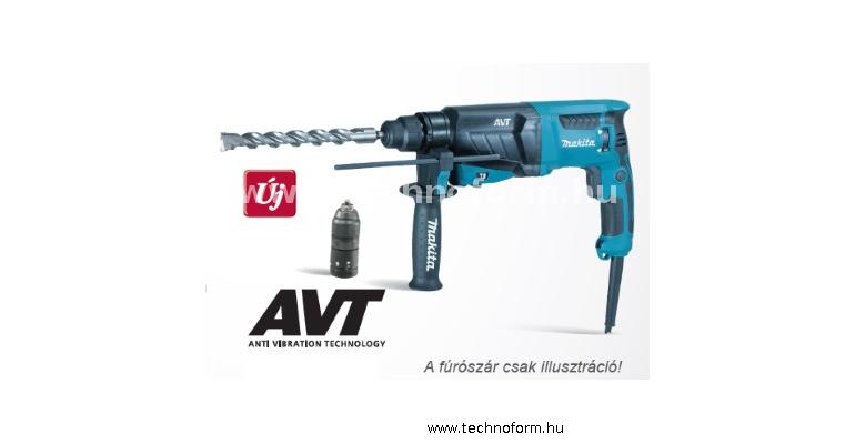makita hr2631ft fúró-vésőkalapács sds+2,4j 800w cserélhető tokmánnyal, avt rezgéscsillapítással
