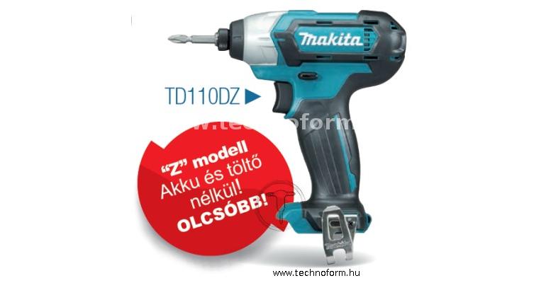 makita td110dz akkus ütvecsavarozó 12v 1/4" 110nm akku és töltő nélkül