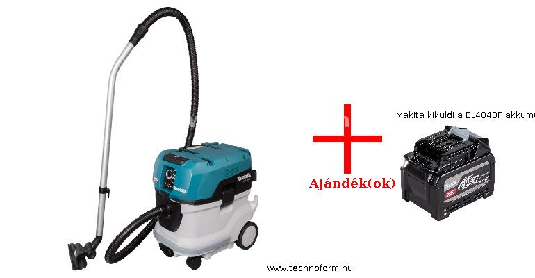 makita vc006gmz01 akkus száraz/nedves porszívó 40l m osztály 2x40v akku és töltő nélkül + makita kiküldi a bl4040f akkumulátort
