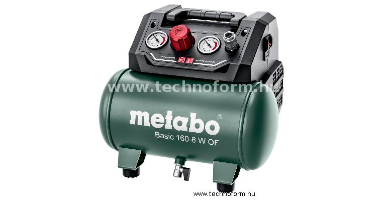 metabo basic160-6wof kompresszor olajmentes 8 bar 900w 6l tartállyal - 601501000