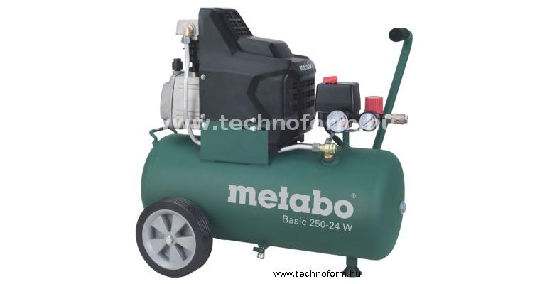 metabo basic 250-24 w kompresszor 8 bar 1500w 24l tartállyal - 601533000