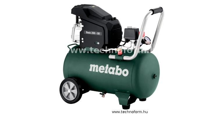 metabo basic250-50 kompresszor 8 bar 1800w 50l tartállyal - 601524000