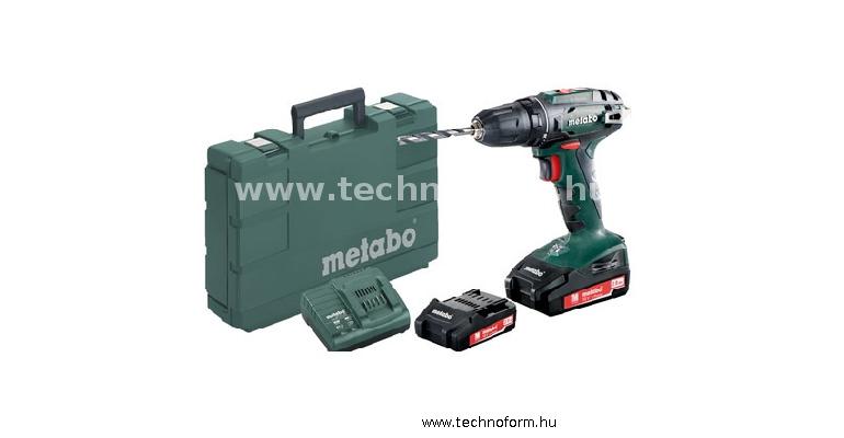 metabo bs 18 akkus fúró-csavarozó 2x2.0ah li-ion akkuval 10 mm tokmánnyal kofferban - 602207560