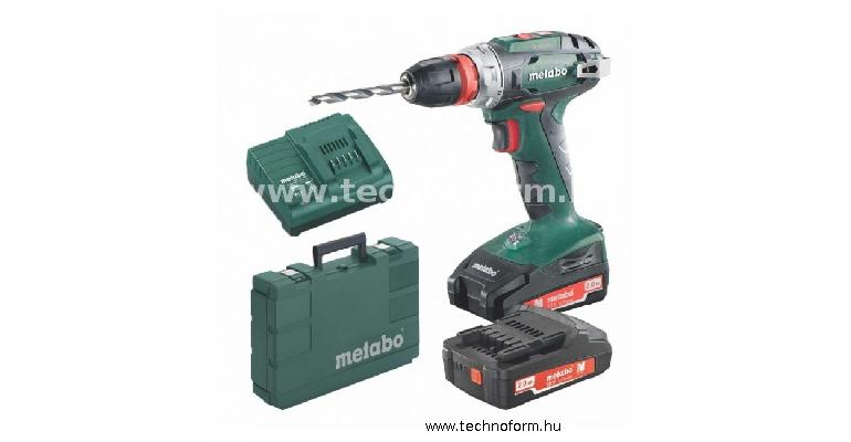 metabo bs 18 quick akkus fúró-csavarozó 18v 2x2.0ah li-ion akkuval 10 mm quick tokmánnyal kofferben - 602217950