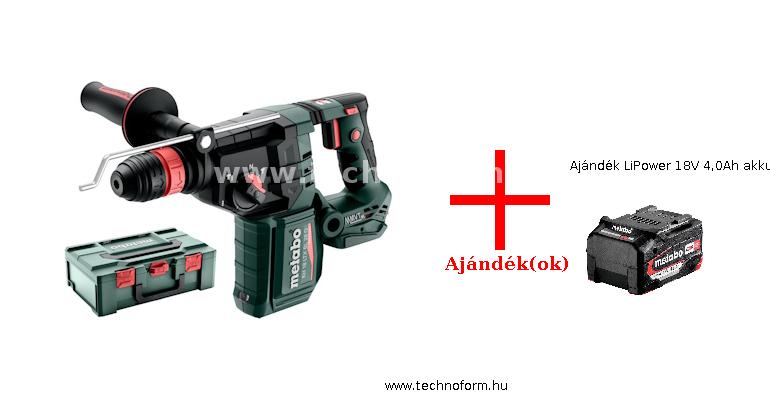 metabo kh 18 ltx bl 28 q akkus fúró-vésőkalapács 3,0j 18v akku és töltő nélkül kofferben + ajándék lipower 18v 4,0ah akkumulátor - 601715840