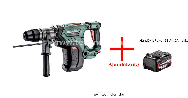 metabo kha18ltxbl40-840 sds-max fúrókalapács 8,6j akkus 18v akku és töltő nélkül hordtáskában + ajándék lipower 18v 4,0ah akkumulátor - 600752840