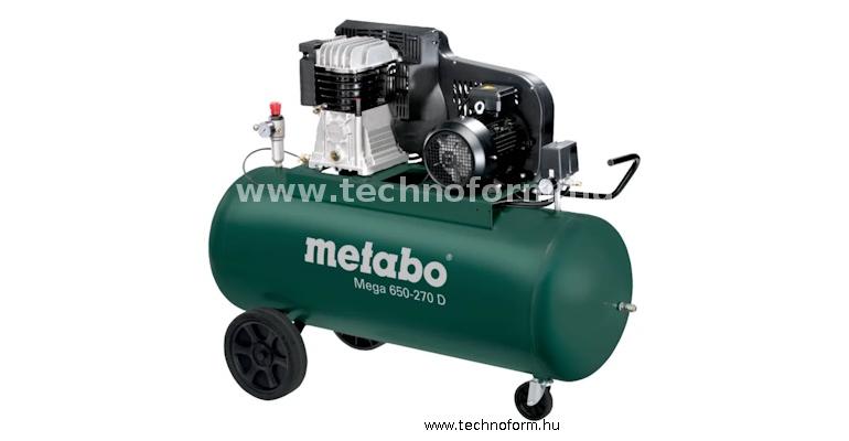 metabo mega650-270d kompresszor 11 bar 4000w 270l tartály 3 fázisú motorral